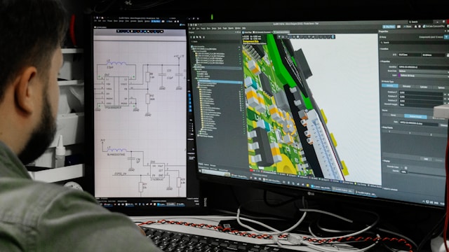 Creative design workspace with sketches and digital tools