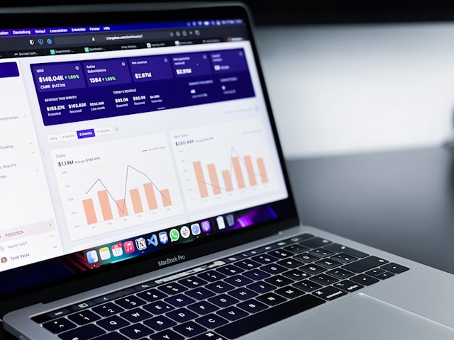 Growth analytics and digital marketing dashboard on screen